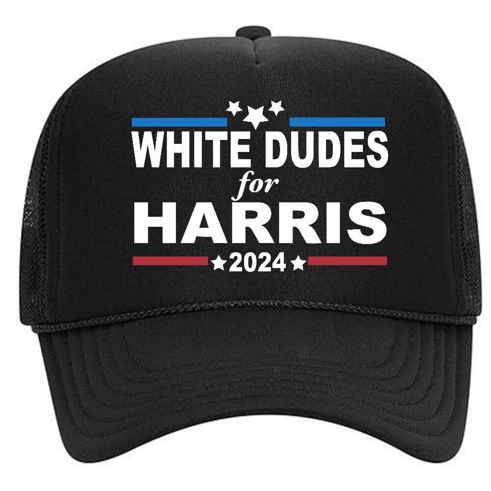 White Dudes For Harris Foam Mesh Trucker Snapback Cap Hat Black